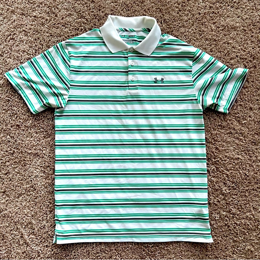 Men’s Under Armour Performance Polo | Size: Medium | White/Grey/Green